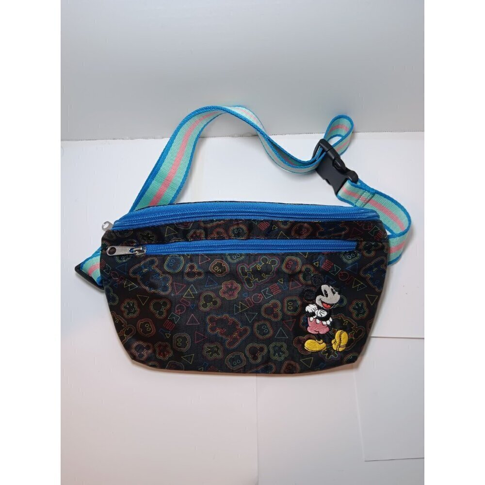 Vintage Disney Parks Mickey Mouse Fanny Pack Waist Bag AOP Embroidered 90s RARE
